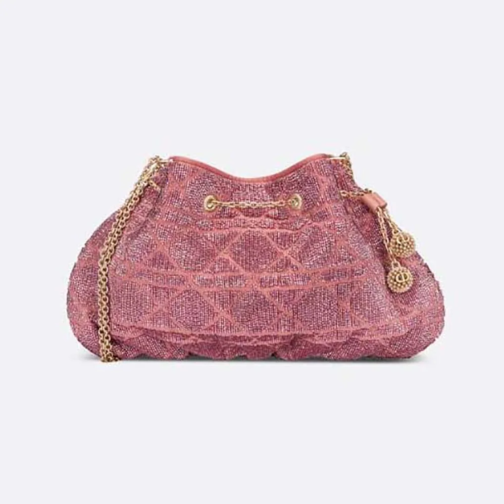 Dior Dior Dream Bucket Bag Ethereal Pink Cannage Cotton with Bead Embroidery for Women Dior Dior Dream Bucket Bag Ethereal Pink Cannage Cotton with Bead Embroidery for Women
