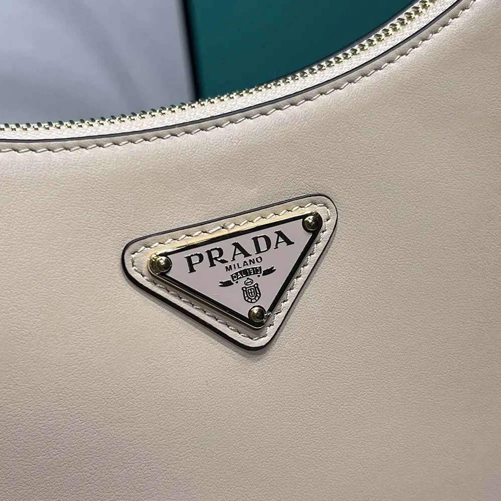 Prada Arqué Mini Leather Shoulder Bag for Women in Sand Beige
