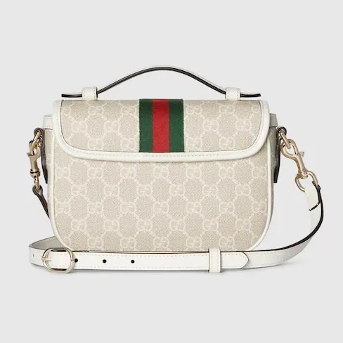 Gucci Ophidia Small Top Handle Bag / Beige And White Light Gold Hardware Gucci Ophidia Small Top Handle Bag / Beige And White Light Gold Hardware