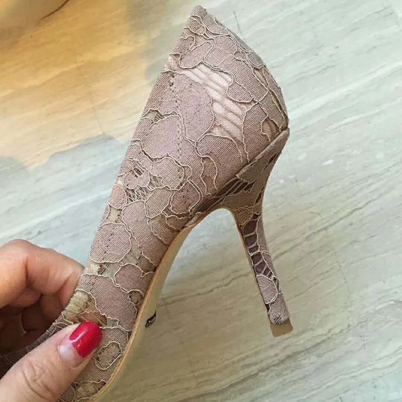 Dolce Gabbana D&G Shoes Pump in Taormina Lace with Crystals 90mm Heel for Women in Pink Dolce Gabbana D&G Shoes Pump in Taormina Lace with Crystals 90mm Heel for Women in Pink