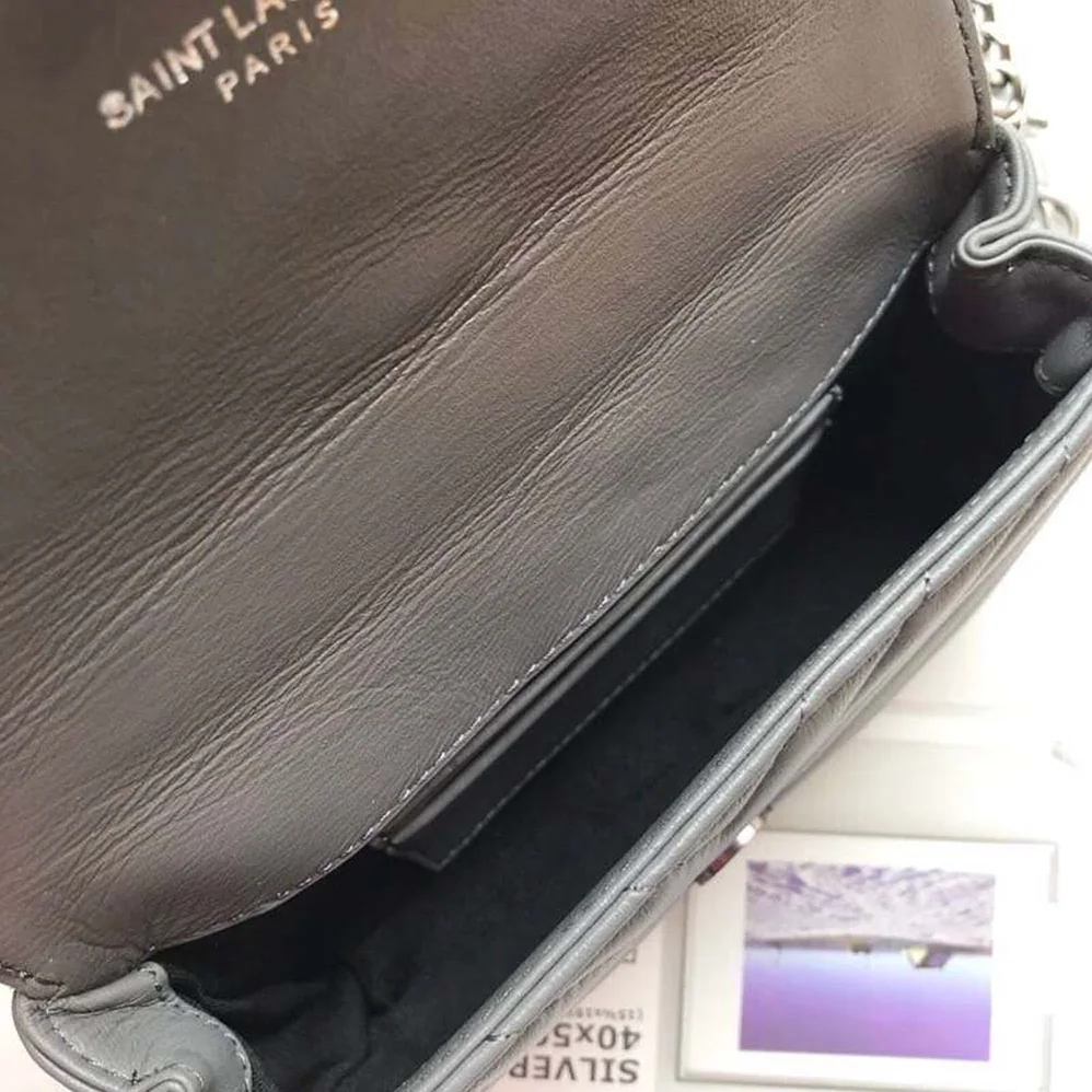 Saint Laurent YSL Classic Medium College Bag Matelasse Leather in Grey