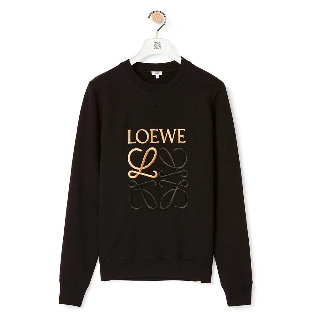 Loewe Anagram Embroidered Sweatshirt in Cotton for Women in Black Loewe Anagram Embroidered Sweatshirt in Cotton for Women in Black