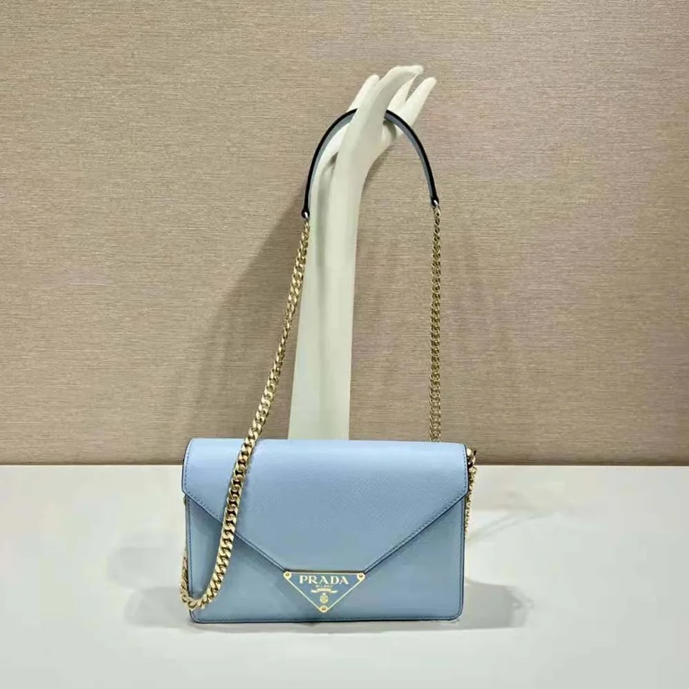 Prada Saffiano Leather Shoulder Bag for Women in Blue