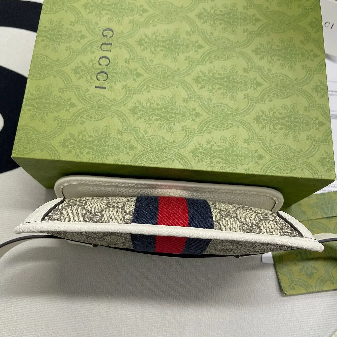 Gucci Ophidia Belt Bag Beige And Ebony GG Supreme Canvas, A Material With Low Environmental Impact / Gucci Ophidia Belt Bag Beige And Ebony GG Supreme Canvas, A Material With Low Environmental Impact /