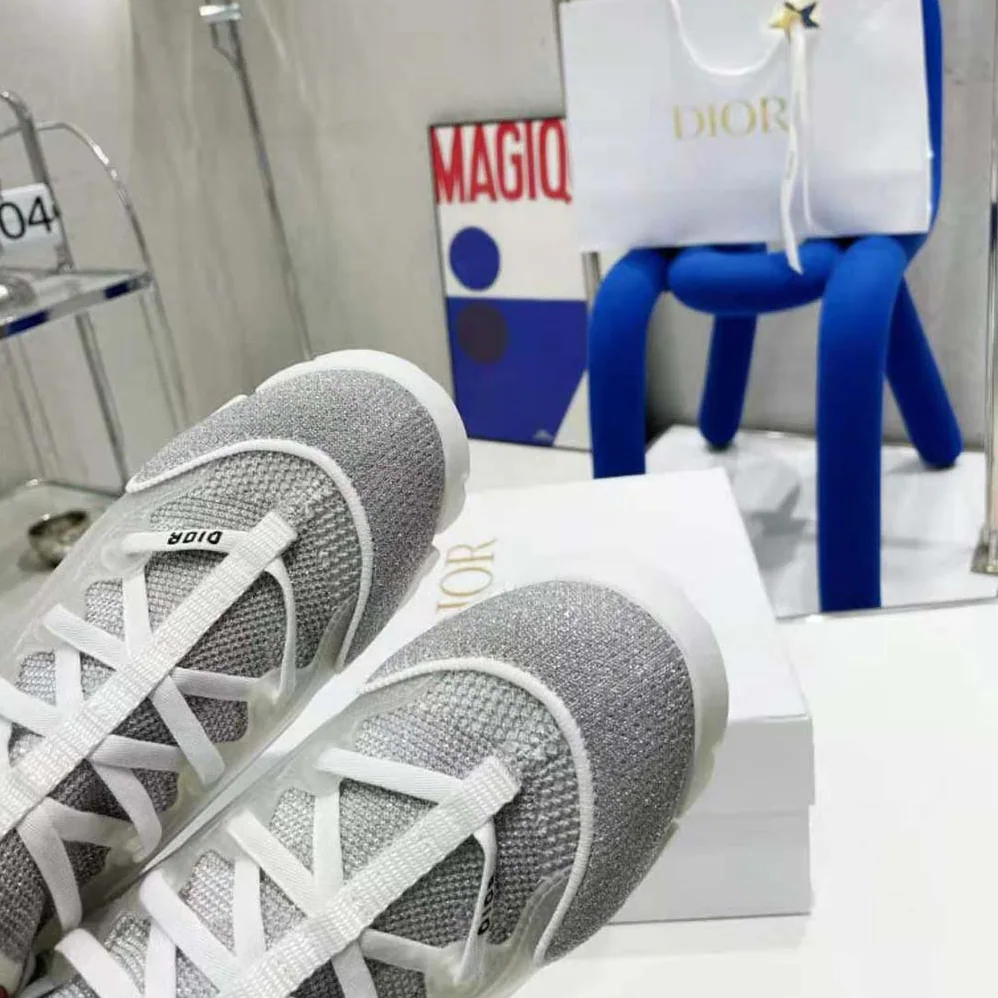 Dior D-Connect Sneaker Silver for Women in Tone Laminated Mesh