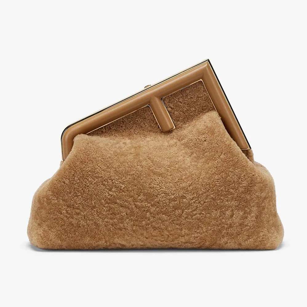 Fendi First Medium Beige Sheepskin Bag for Women Fendi First Medium Beige Sheepskin Bag for Women