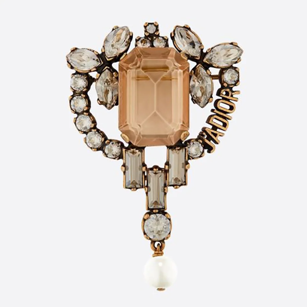 Dior J adior Brooch Antique Gold-Finish Metal and a White Resin Pearl for Women