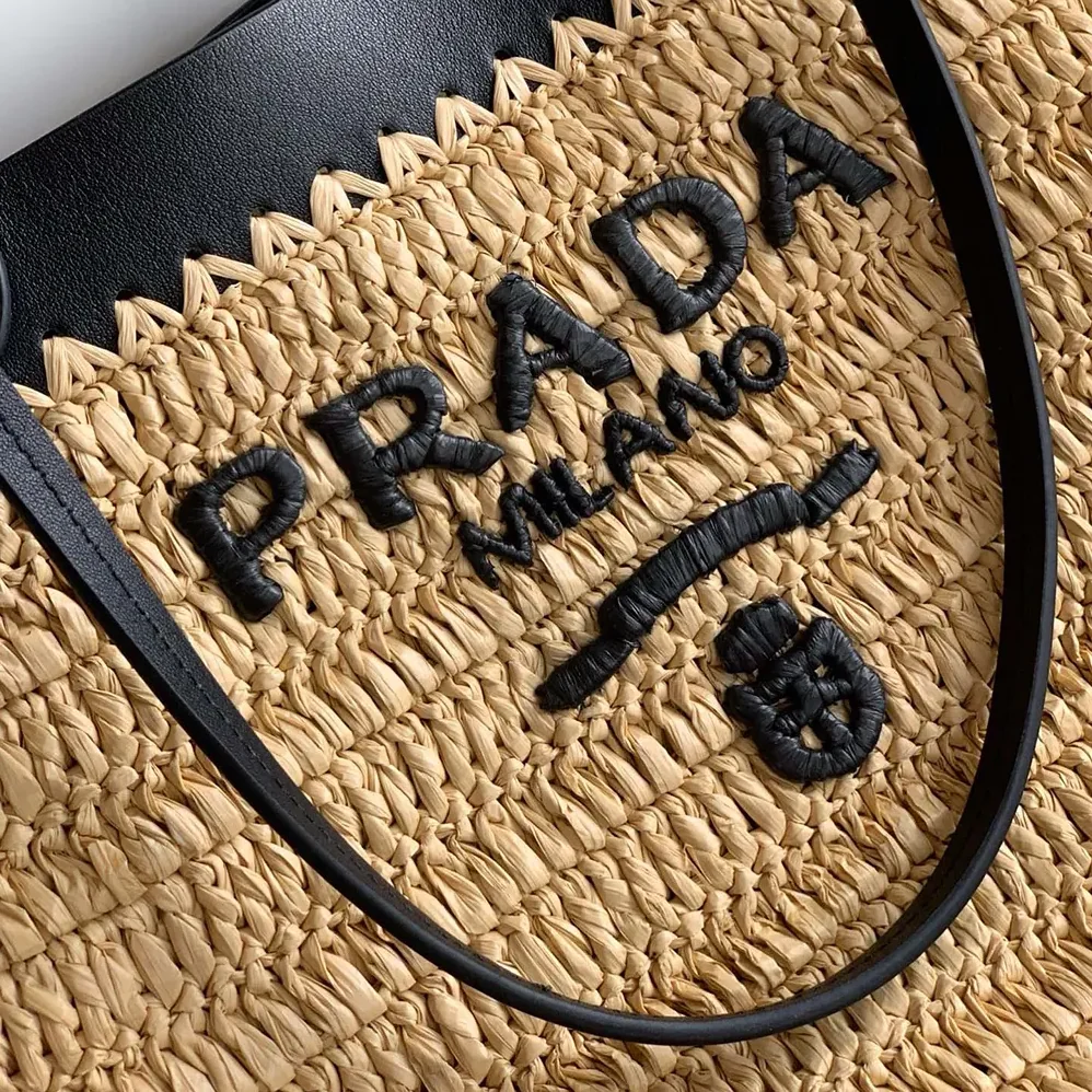 Prada Small Crochet and Leather Tote Bag for Women Prada Small Crochet and Leather Tote Bag for Women