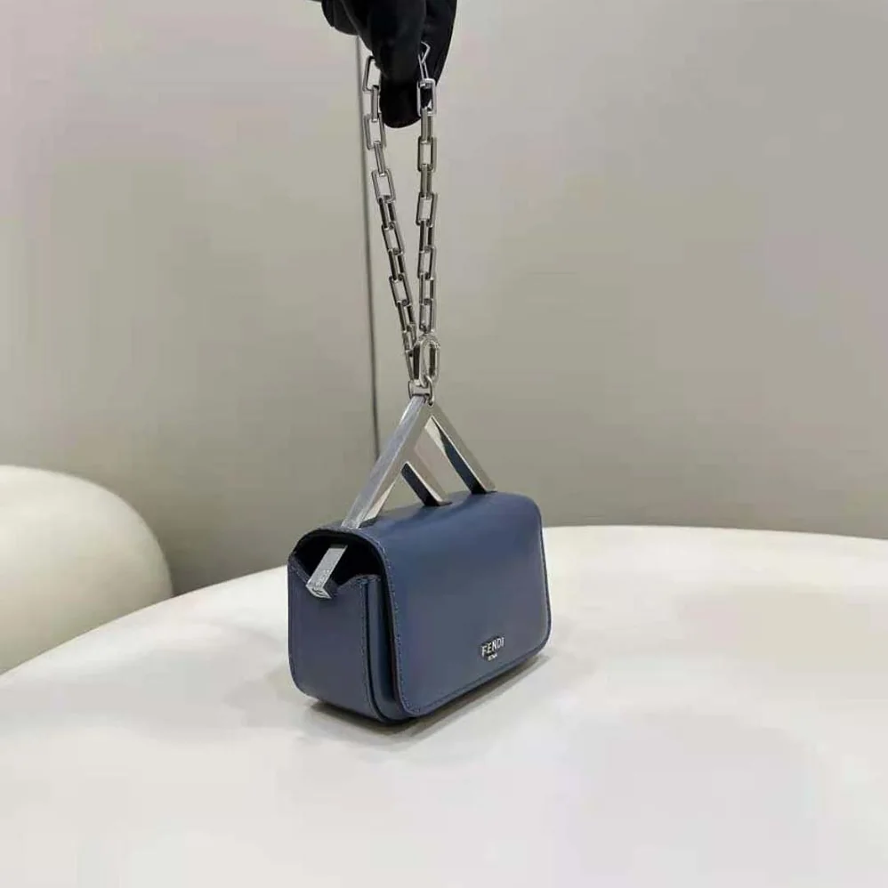 Fendi Nano Bag F Blue Leather Mini for Women in Bag Fendi Nano Bag F Blue Leather Mini for Women in Bag