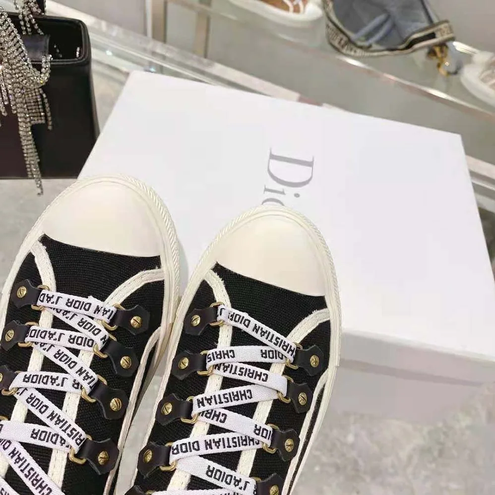 Dior Walk N Dior Sneaker Black Canvas and White Suede Calfskin for Women Dior Walk N Dior Sneaker Black Canvas and White Suede Calfskin for Women
