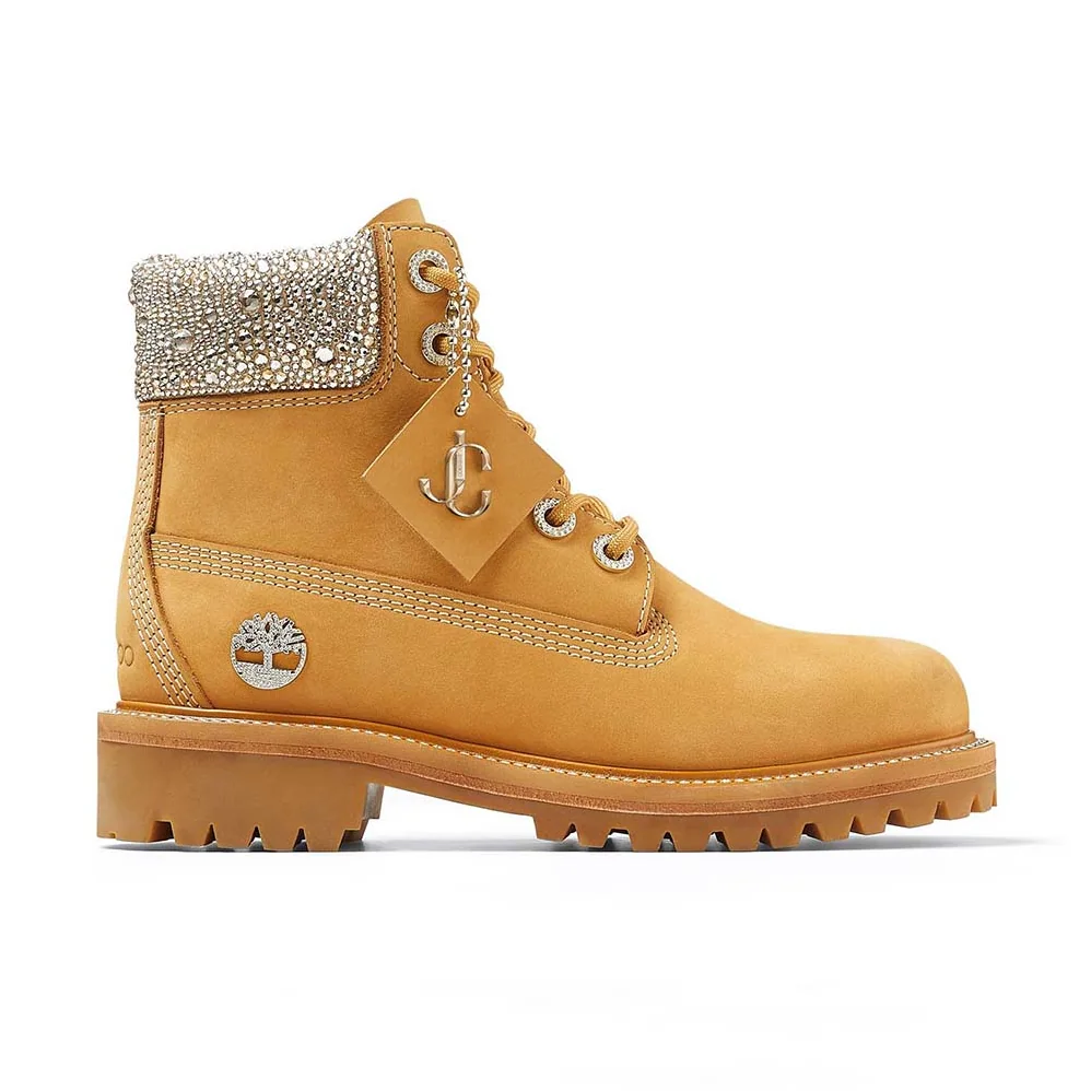 Jimmy Choo JC X Timberland/F Wheat Nubuck Leather Boots with Crystal Collar for Women Jimmy Choo JC X Timberland/F Wheat Nubuck Leather Boots with Crystal Collar for Women