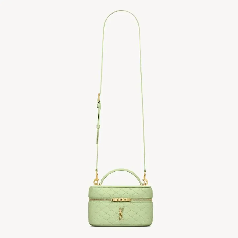 Saint Laurent YSL Gaby Vanity Bag In Lambskin for Women in Aqua Saint Laurent YSL Gaby Vanity Bag In Lambskin for Women in Aqua