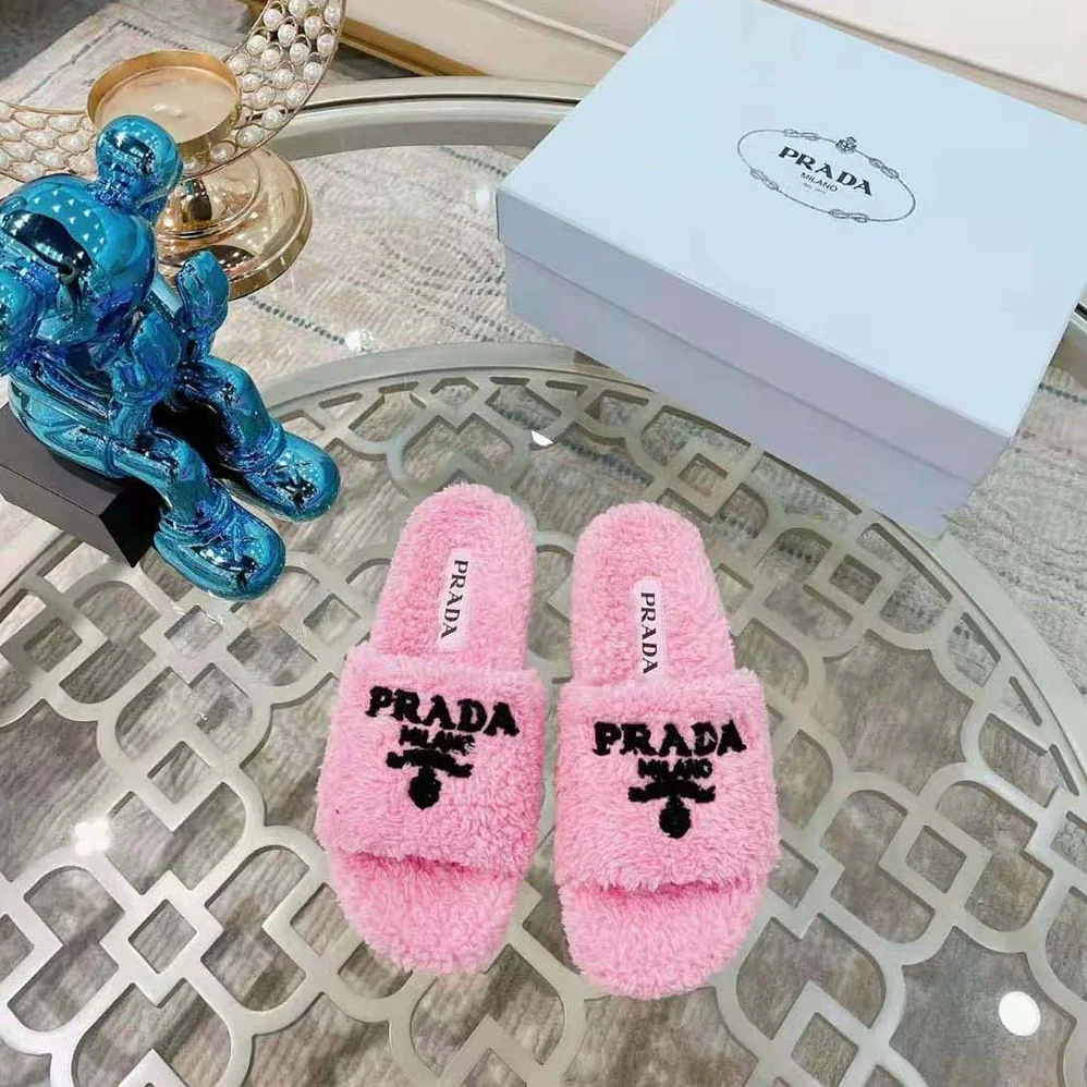 Prada Terry Cloth Slides for Women in Pink