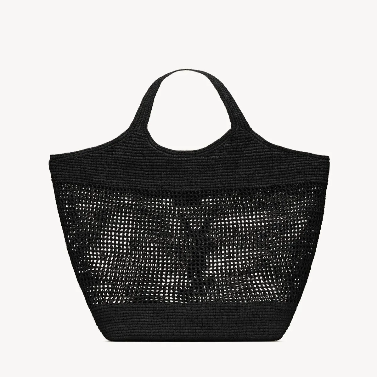 Saint Laurent Icare Maxi Tote Bag in Black Raffia Bronze Hardware