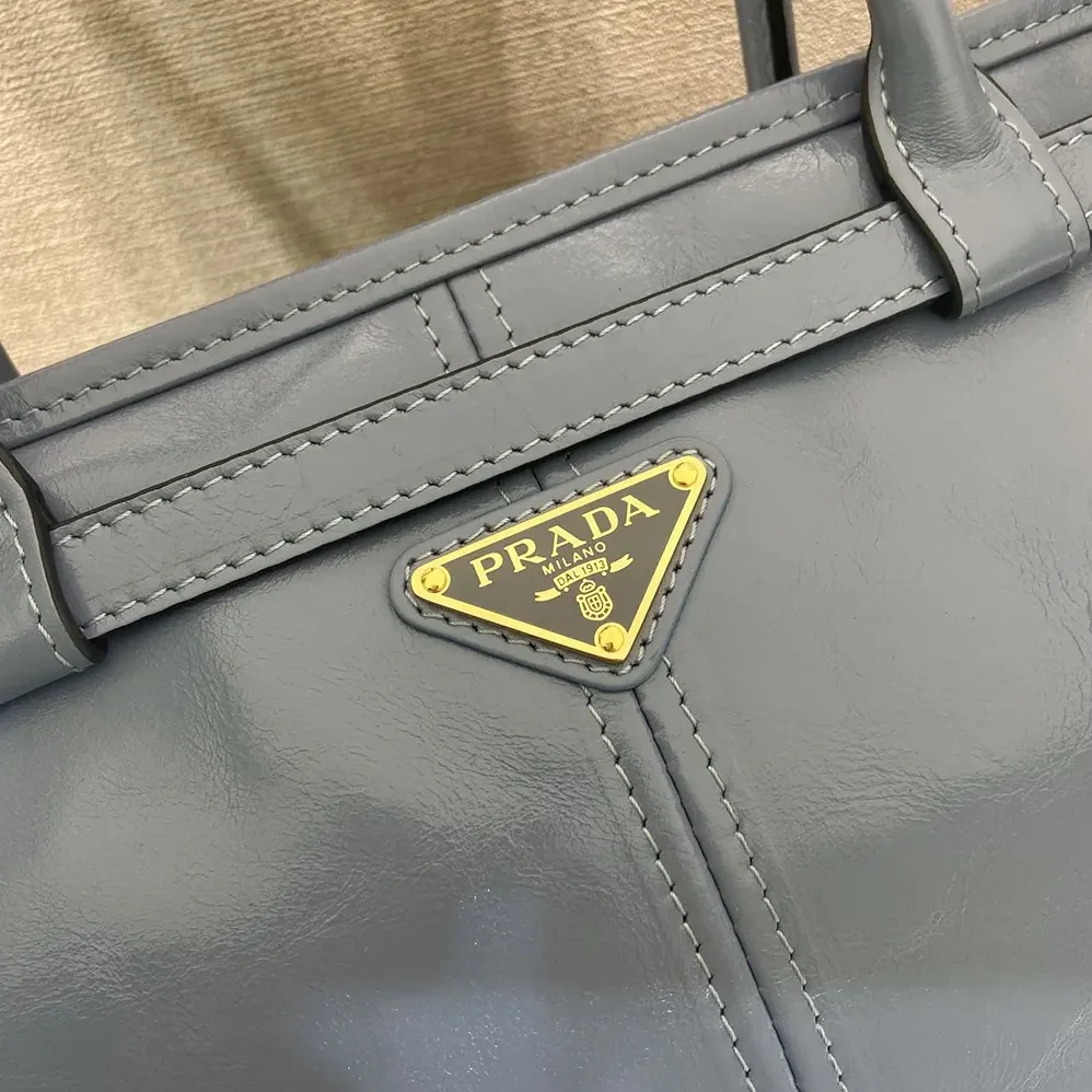 Prada Bonnie Large Leather Handbag for Women in Light Blue Prada Bonnie Large Leather Handbag for Women in Light Blue