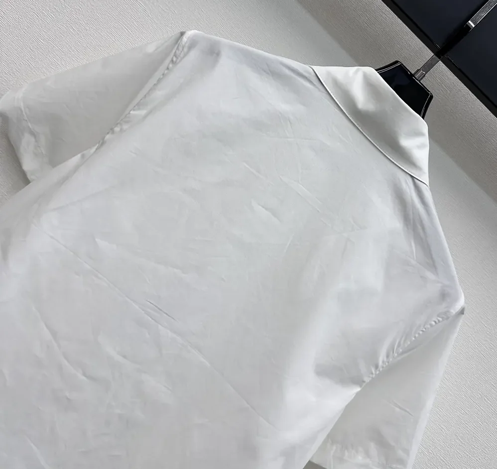 Dior Médaillon Embroidered Short-Sleeved Blouse White Cotton Poplin for Women