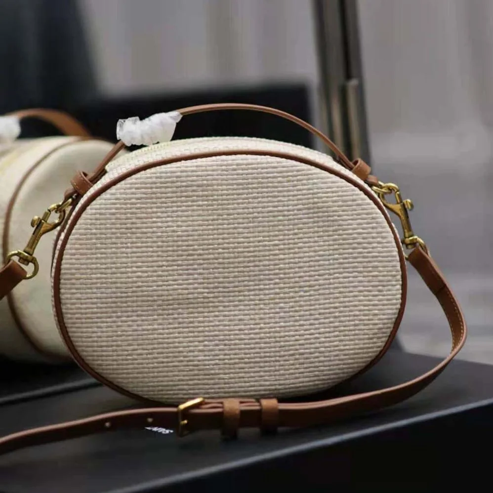 Saint Laurent YSL Camera Bag in Raffia and Vegetable for Women in tanned Leather