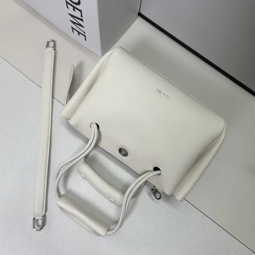 Loewe Small Madrid Bag in Supple Grained Calfskin for Women in White Loewe Small Madrid Bag in Supple Grained Calfskin for Women in White