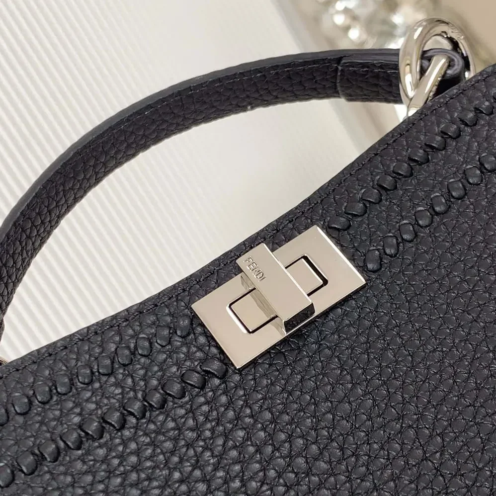 Fendi Peekaboo ISeeU Mini Leather Bag with FF Interlacing for Women Fendi Peekaboo ISeeU Mini Leather Bag with FF Interlacing for Women