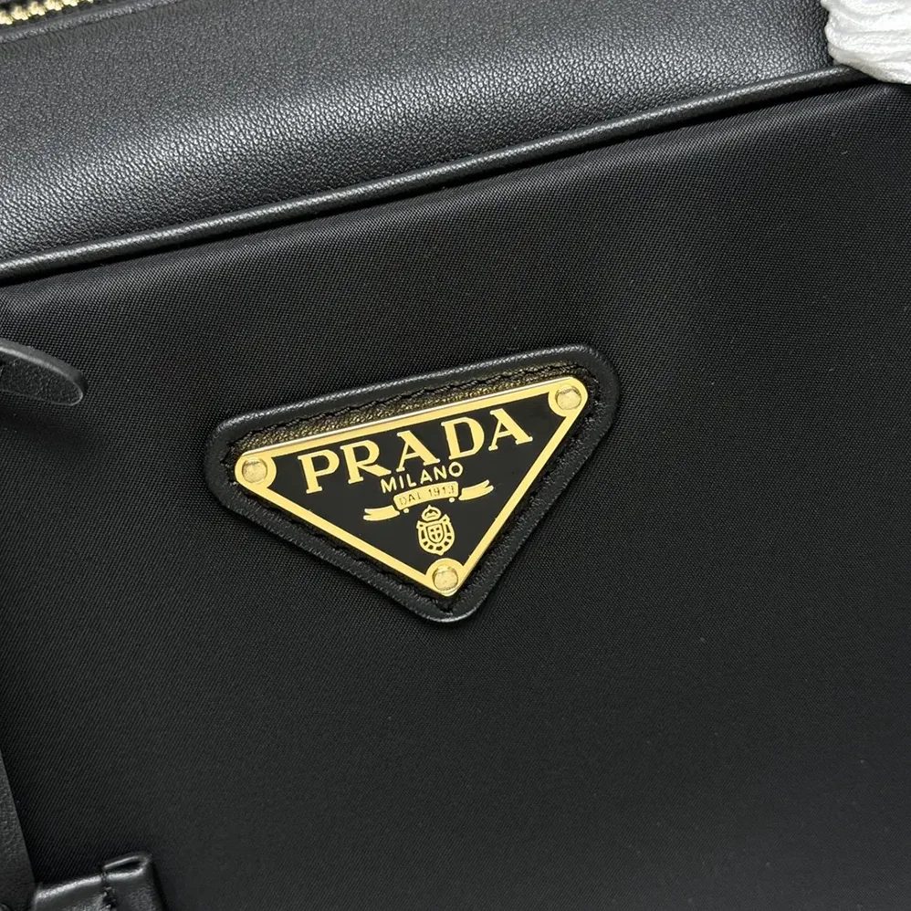 Prada Re-Nylon and Leather Medium Top for Women in handle Bag with Padlock