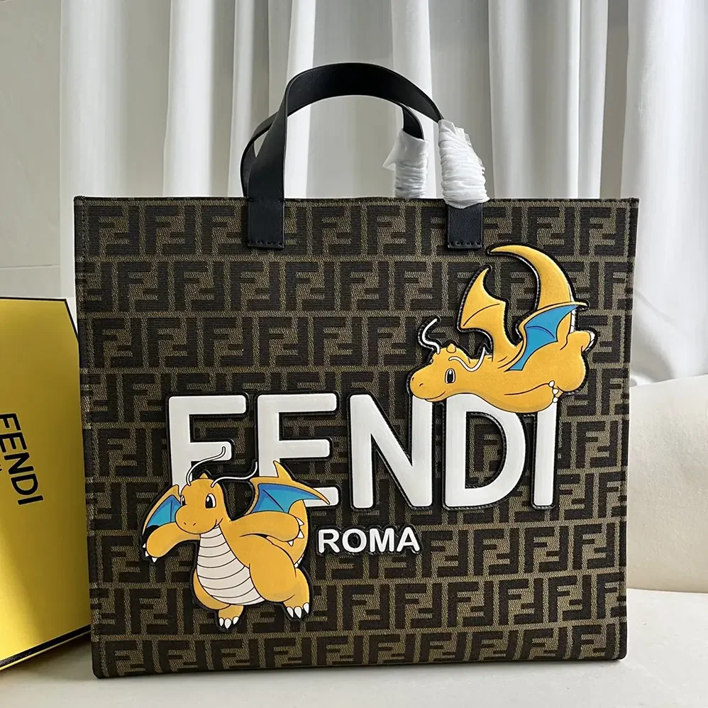 Fendi Shopper FENDI x FRGMT x POKÉMON Brown FF Fabric Bag for Unisex Fendi Shopper FENDI x FRGMT x POKÉMON Brown FF Fabric Bag for Unisex