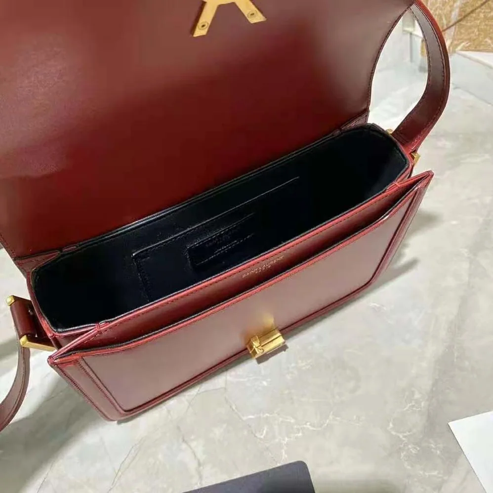 Saint Laurent YSL Solferino Medium Satchel in Box Saint Laurent Leather for Women in Maroon Saint Laurent YSL Solferino Medium Satchel in Box Saint Laurent Leather for Women in Maroon