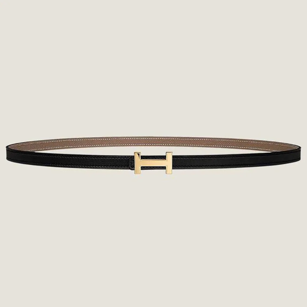 Hermes Focus Belt Buckle & Reversible Leather Strap 13 mm for Women in Gold/Black