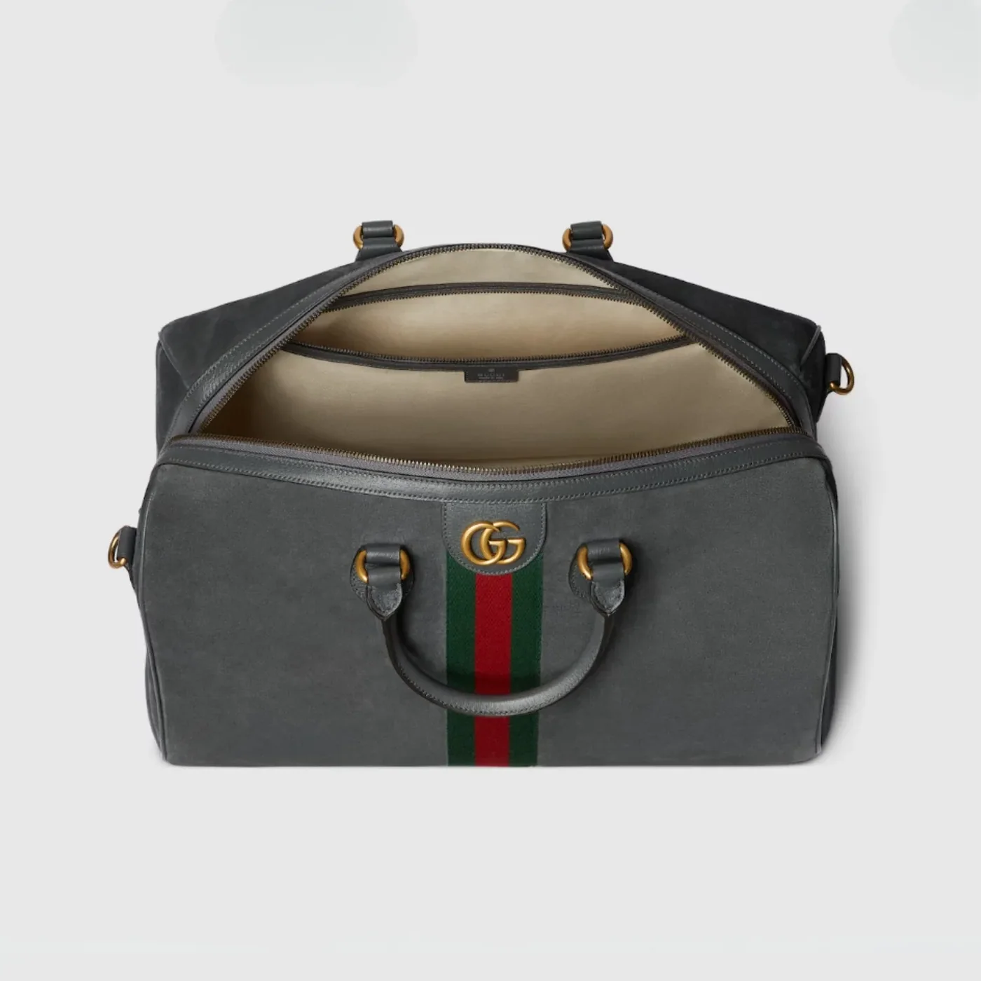 Gucci Savoy Medium Duffle Travel Bag in Dark Grey Gold Hardware Gucci Savoy Medium Duffle Travel Bag in Dark Grey Gold Hardware