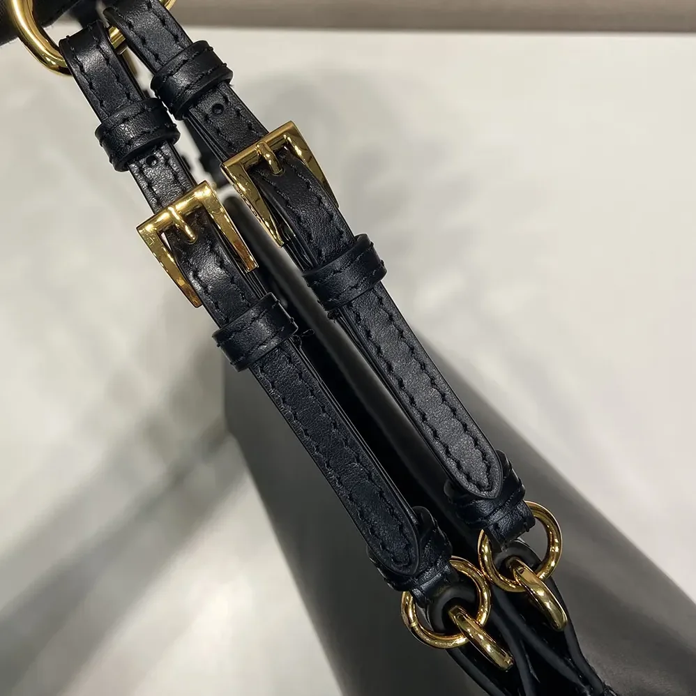 Prada Enchaîné Medium Leather Bag for Women in Black