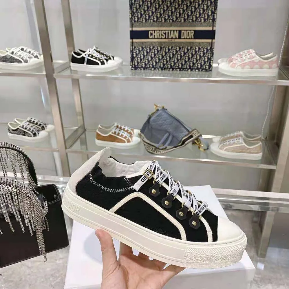 Dior Walk N Dior Sneaker Black Canvas and White Suede Calfskin for Women Dior Walk N Dior Sneaker Black Canvas and White Suede Calfskin for Women