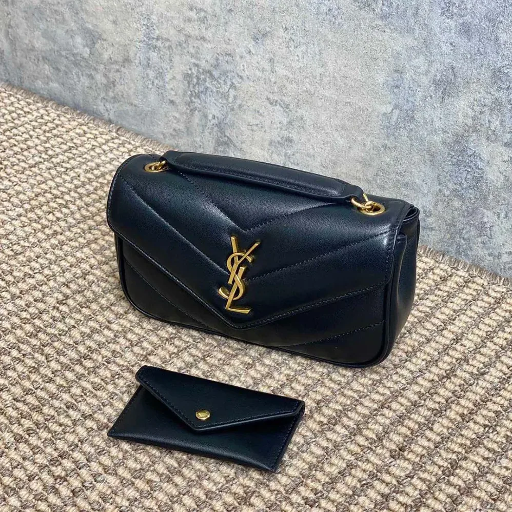 Saint Laurent YSL Loulou Mini in Lambskin for Women in Black Saint Laurent YSL Loulou Mini in Lambskin for Women in Black