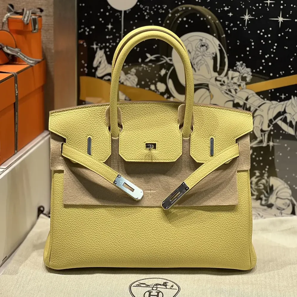 Hermes Birkin 30 Bag in Epsom Leather with Silver Hardware in Yellow/Silver Hermes Birkin 30 Bag in Epsom Leather with Silver Hardware in Yellow/Silver