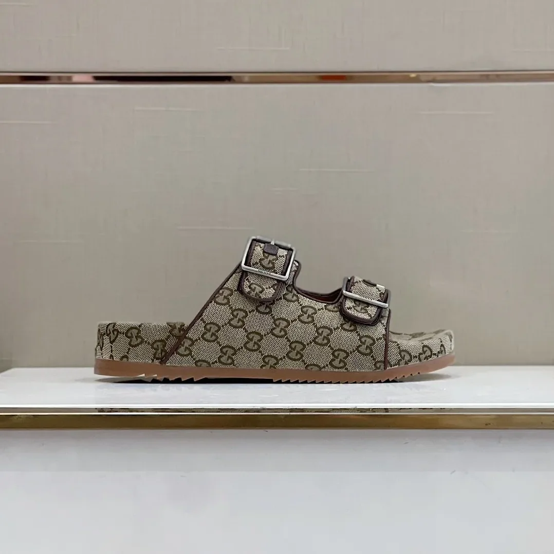Gucci Slide Sandal With Straps Beige And Ebony for Women