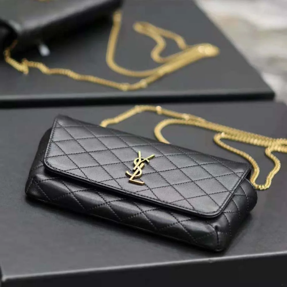 Saint Laurent YSL Gaby Phone Holder in Quilted Leather for Women