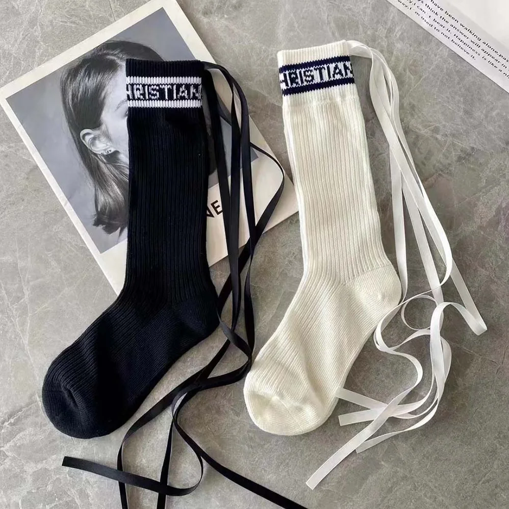 Dior Sporty High Socks White Black and Royal Cotton for Women Dior Sporty High Socks White Black and Royal Cotton for Women