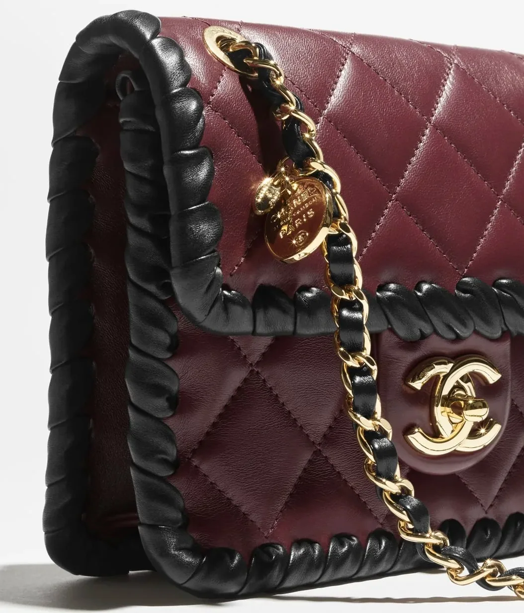 Chanel Mini Flap Bag Dark Burgundy in Black /