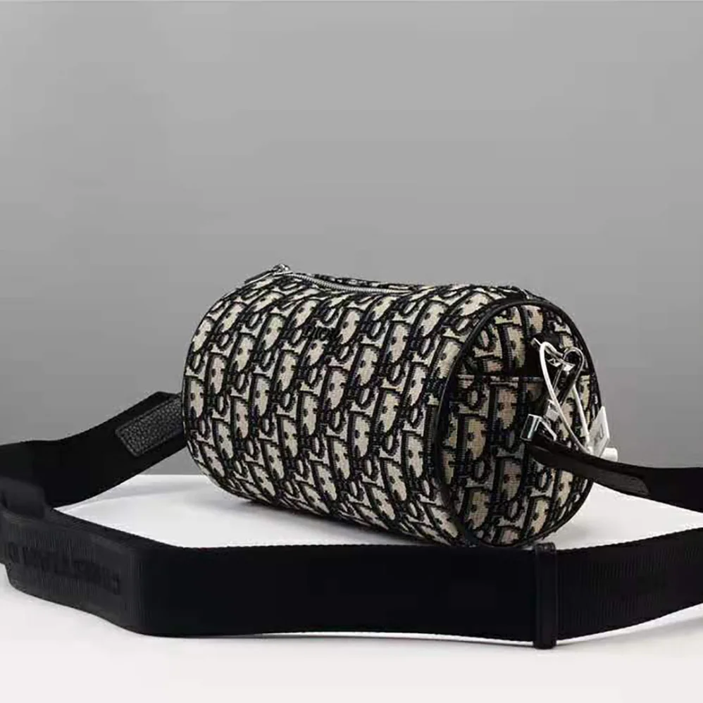 Dior Beige and Black Dior Oblique Jacquard Roller Messenger Bag for Men Dior Beige and Black Dior Oblique Jacquard Roller Messenger Bag for Men