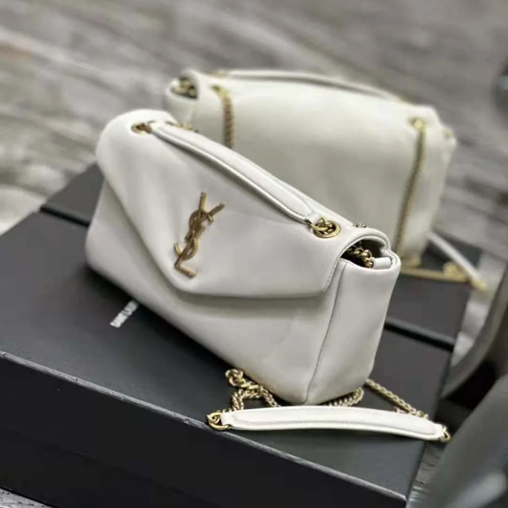 Saint Laurent YSL Calypso in Lambskin for Women in White Saint Laurent YSL Calypso in Lambskin for Women in White