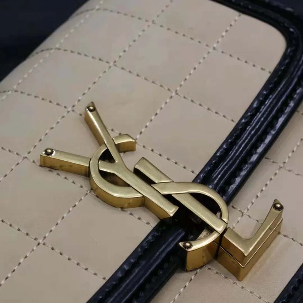 Saint Laurent YSL Solferino Small in Quilted Nubuck Suede for Women in Beige Saint Laurent YSL Solferino Small in Quilted Nubuck Suede for Women in Beige