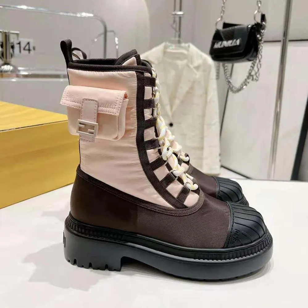 Fendi Domino Pink Nylon Biker Boots for Women Fendi Domino Pink Nylon Biker Boots for Women