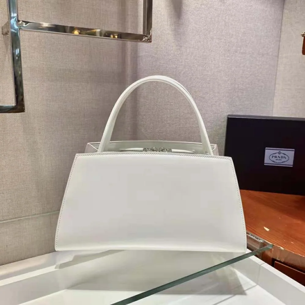 Prada Brushed Leather Handbag for Women in White