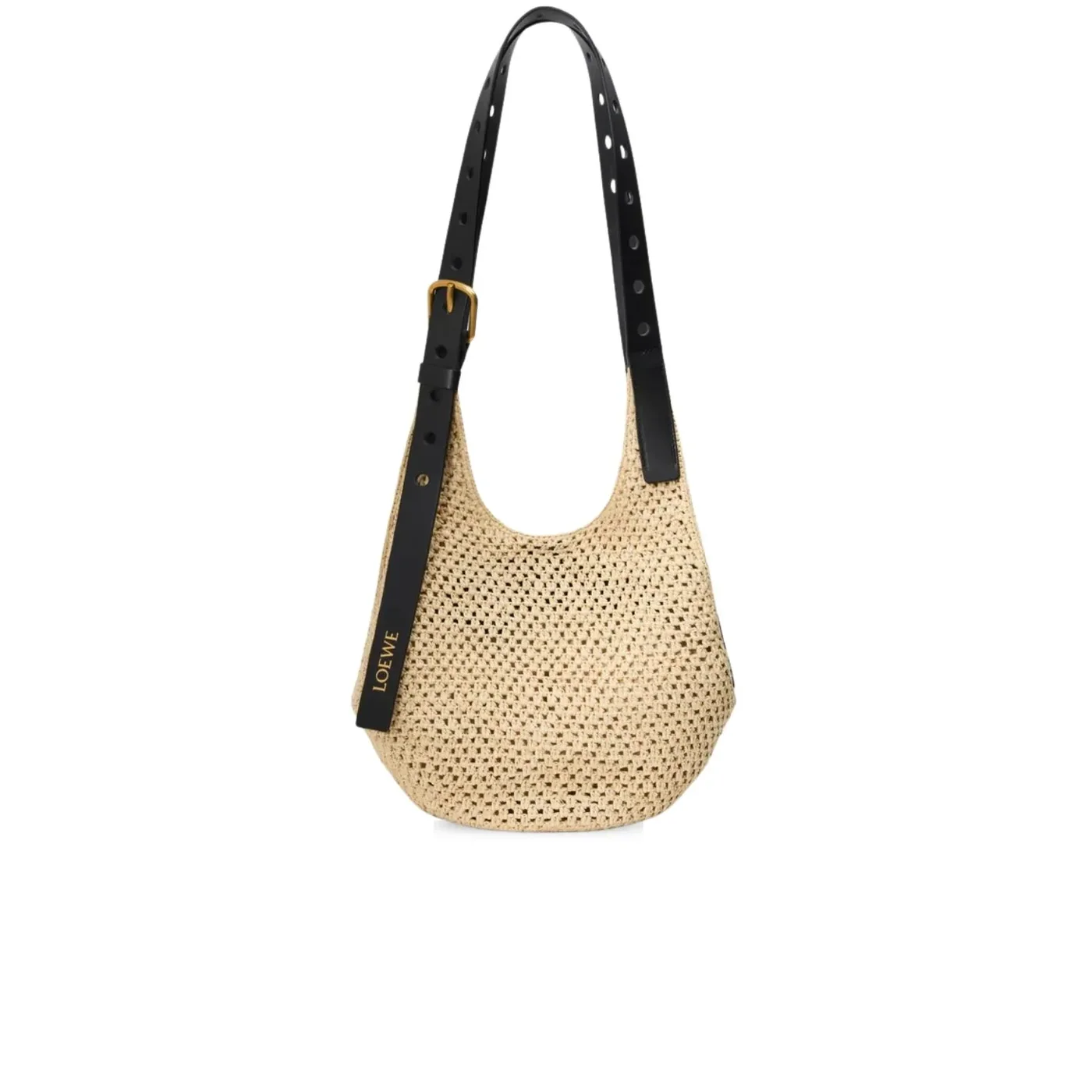 Loewe Small Punch Hole Hobo Raffia Natural / - A914W86X01 Loewe Small Punch Hole Hobo Raffia Natural / - A914W86X01