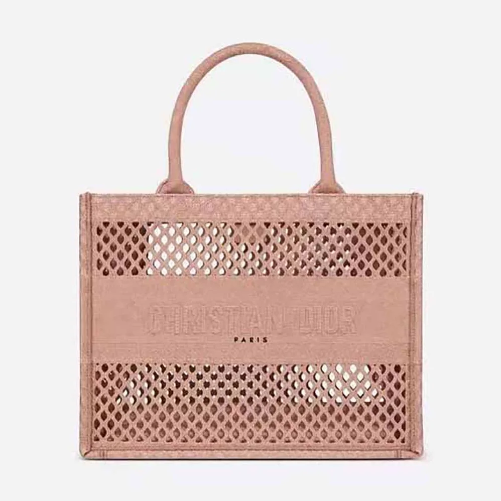 Dior Small Dior Book Tote Pink Mesh Embroidery for Women Dior Small Dior Book Tote Pink Mesh Embroidery for Women