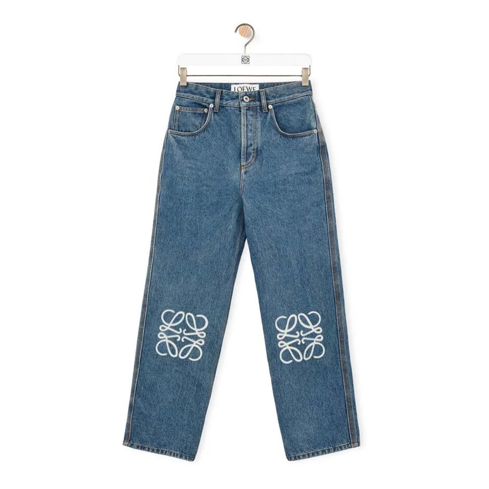 Loewe Anagram Cropped Jeans in Denim for Women Loewe Anagram Cropped Jeans in Denim for Women