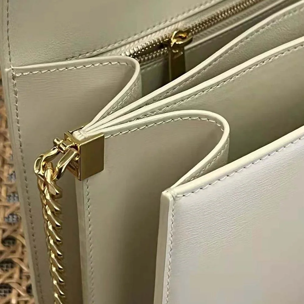 Celine Classique Triomphe Bag in Shiny Calfskin for Women in Beige