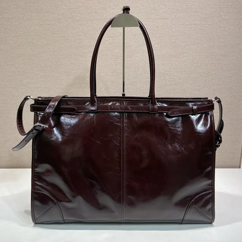 Prada Bonnie Leather Tote Bag for Unisex in Dark Brown