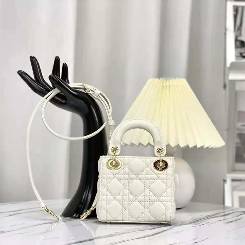 Dior Micro Lady Dior Bag Latte Cannage Lambskin for Women