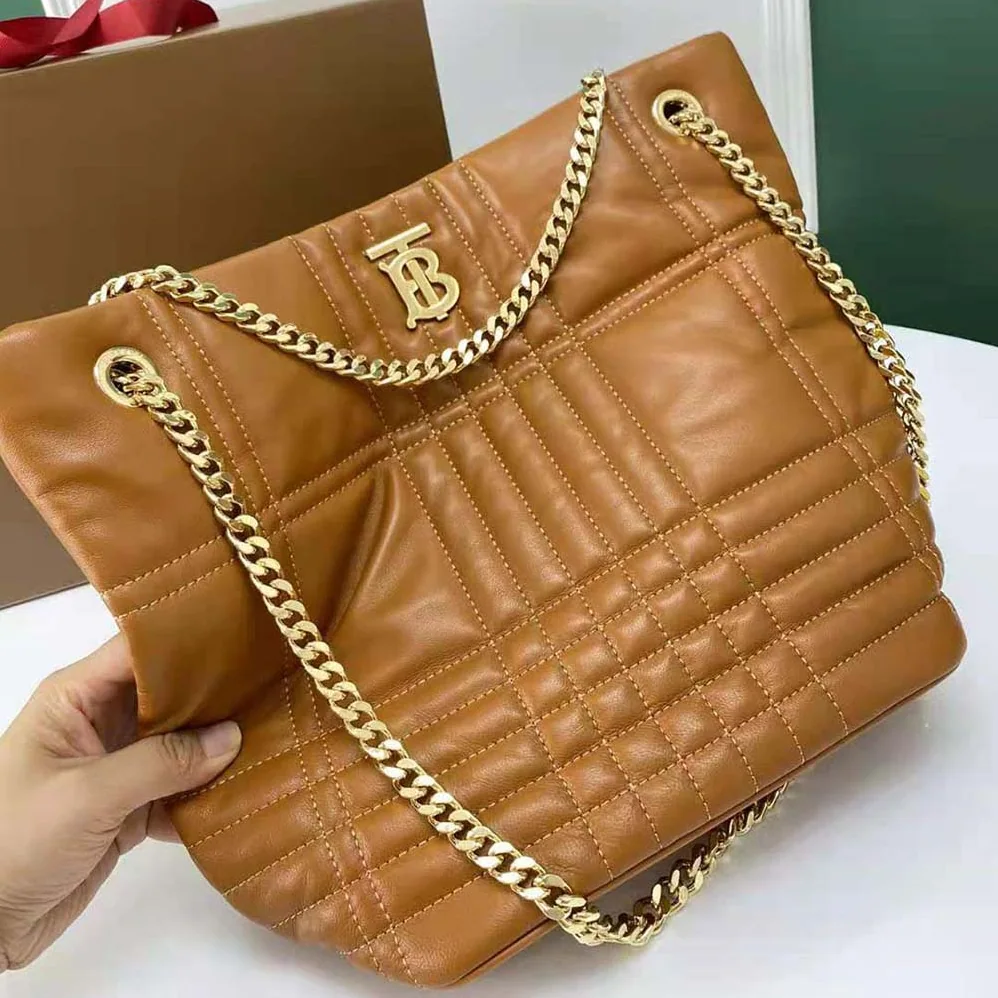 Burberry Medium Quilted Lambskin Lola Bucket Bag for Women in Brown Burberry Medium Quilted Lambskin Lola Bucket Bag for Women in Brown
