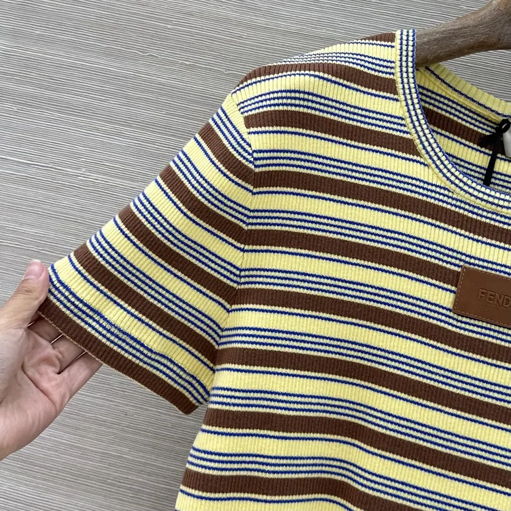 Fendi Top Multicolor Striped Cotton Jumper for Women