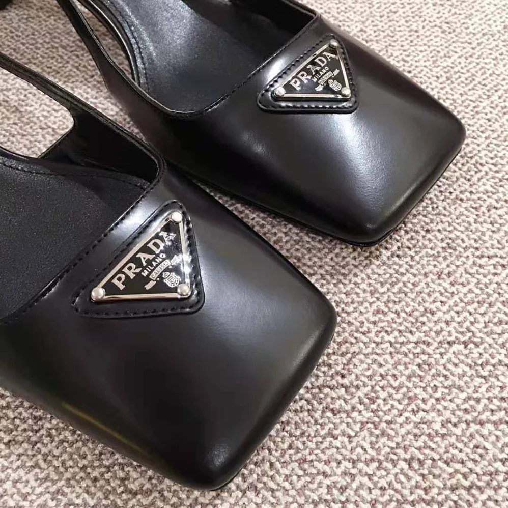 Prada Naplak Leather Slingbacks in 55 mm Heel for Women in Black